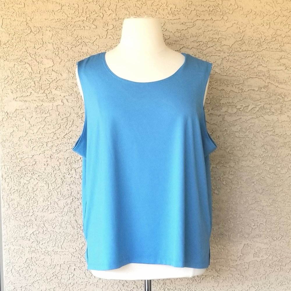 Susan Graver | Style Blue Butterknit Round Neck Tank Top, Size 3X
